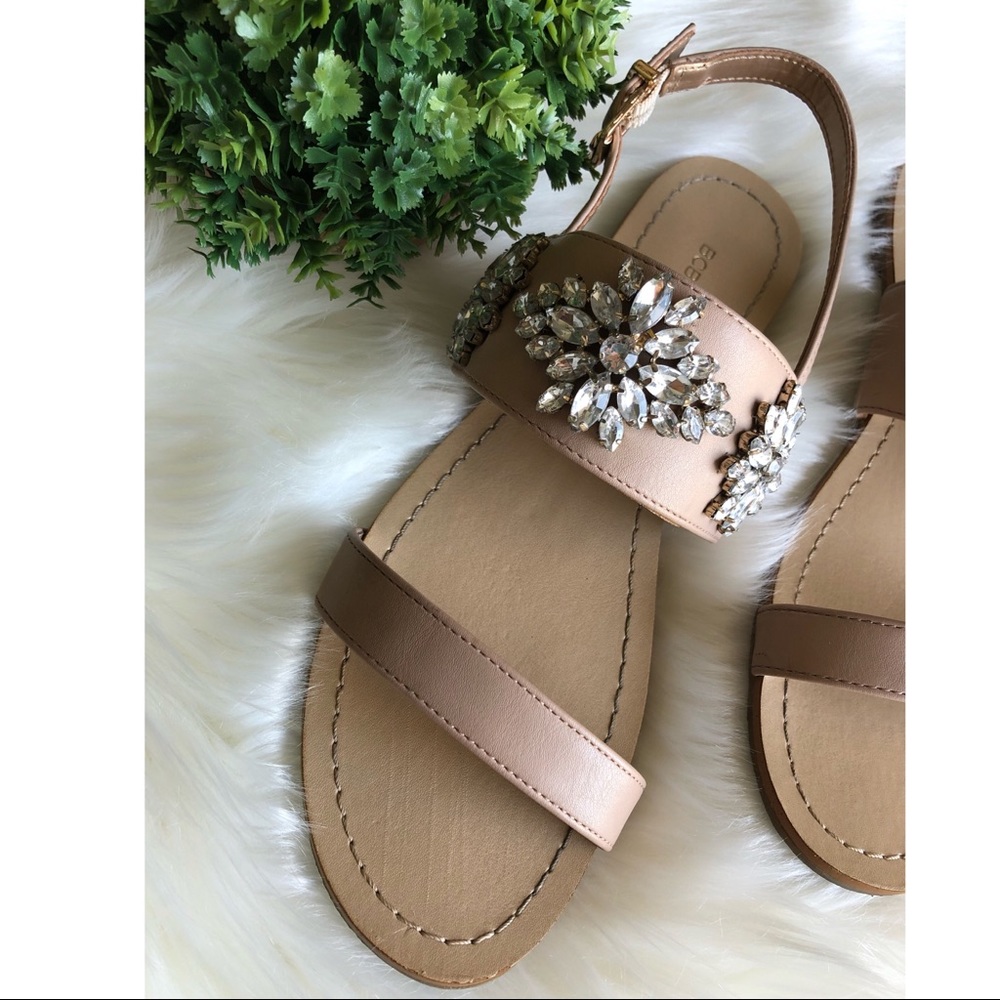 BCBG Nude Crystal Sandals
